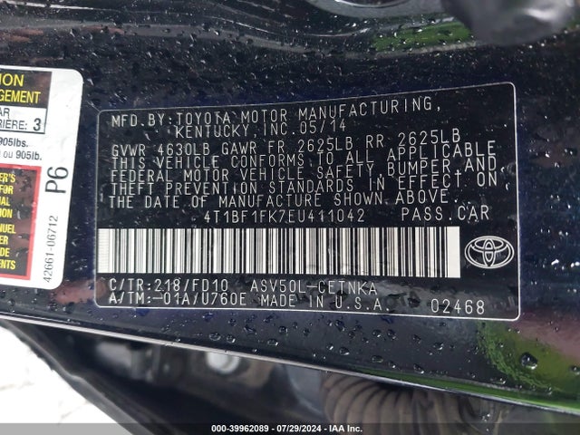 Toyota CAMRY LE 2014 4T1BF1FK7EU411042 Image 9