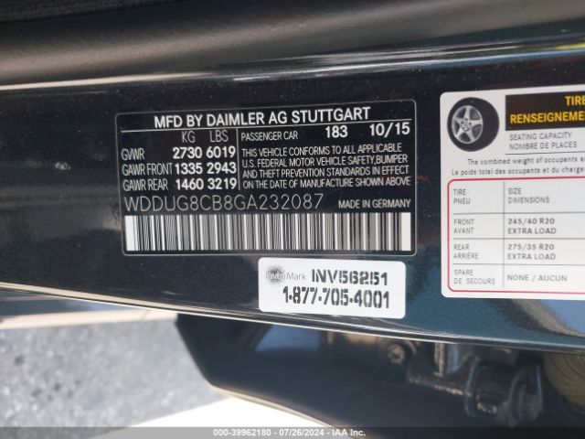 WDDUG8CB8GA232087 Mercedes-Benz S 550