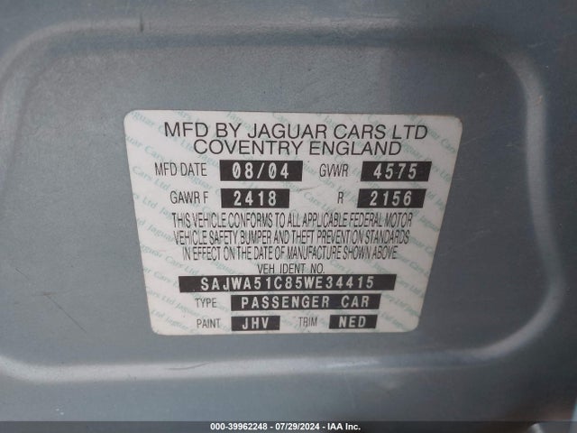 2005 JAGUAR X-TYPE SAJWA51C85WE34415 Photo 8