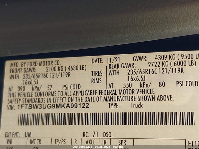 Ford Transit-350 Cargo Van 2021 1FTBW3UG9MKA99122 Image 9