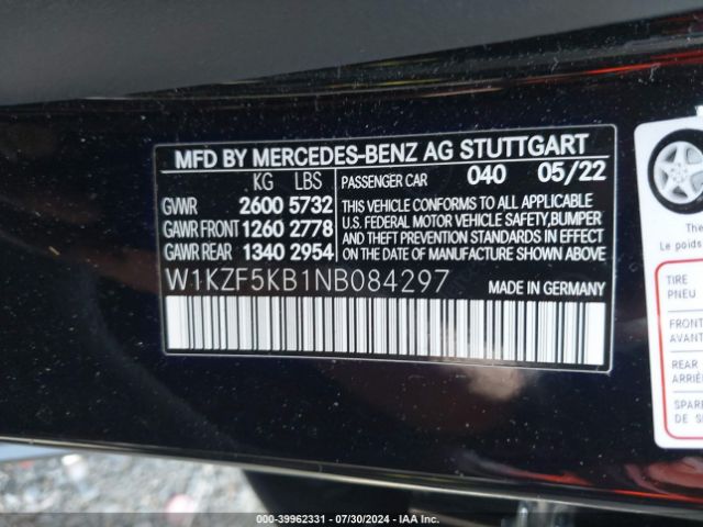 W1KZF5KB1NB084297 Mercedes-Benz E 450 4matic