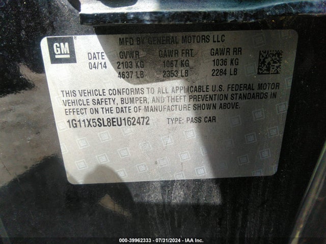 Chevrolet Impala 1fl 2014 1G11X5SL8EU162472 Image 9