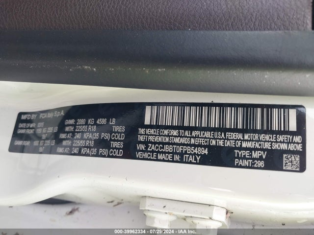 ZACCJBBT0FPB54894 Jeep Renegade Latitude