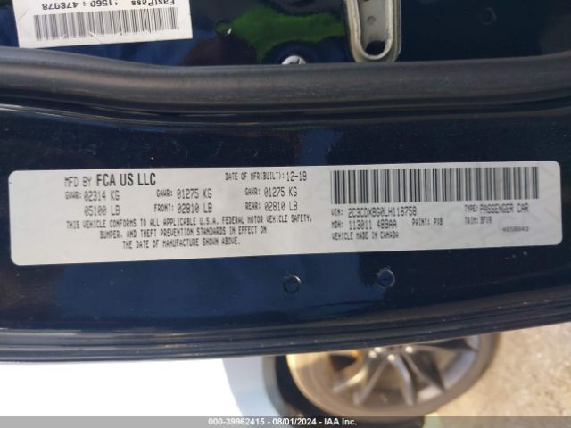 2C3CDXBG0LH116758 Dodge Charger Sxt Rwd