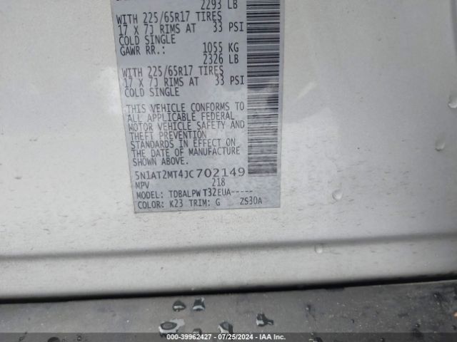 5N1AT2MT4JC702149 Nissan ROGUE S
