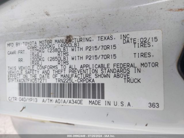 5TFTX4CN7FX057271 Toyota Tacoma