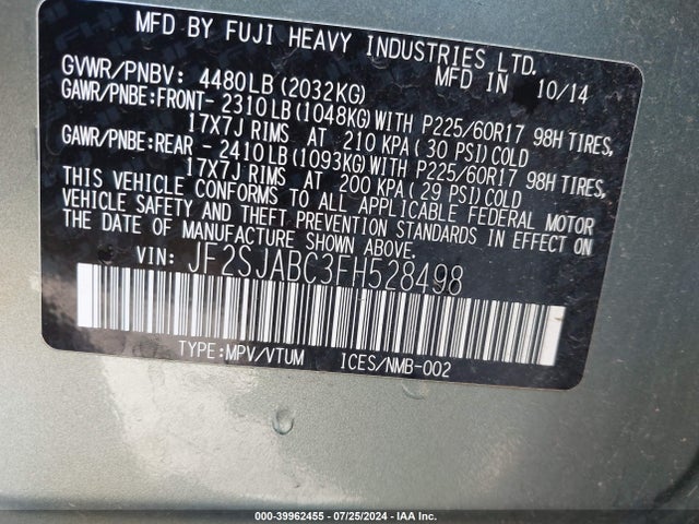 JF2SJABC3FH528498 Subaru Forester 2.5i