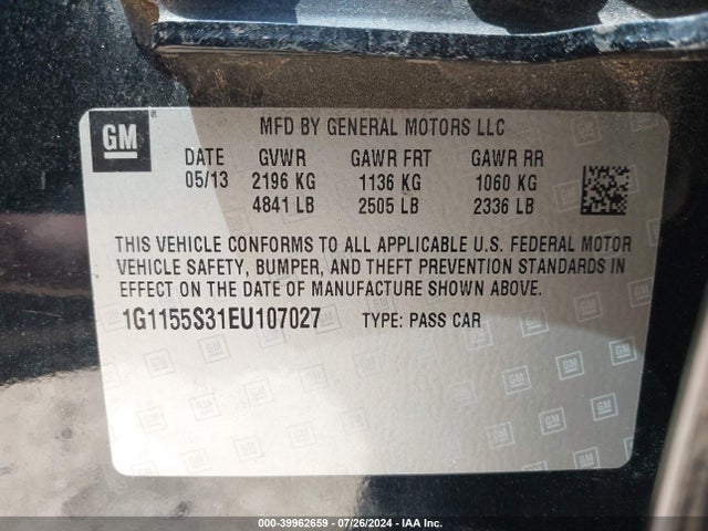 Chevrolet IMPALA 2LZ 2014 1G1155S31EU107027 Image 9
