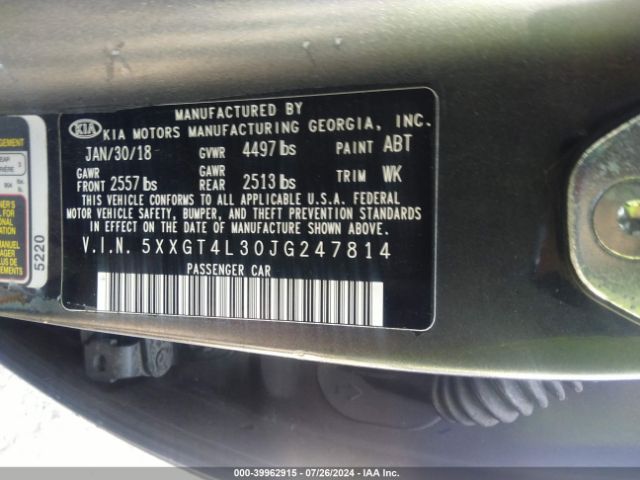 5XXGT4L30JG247814 KIA Optima S