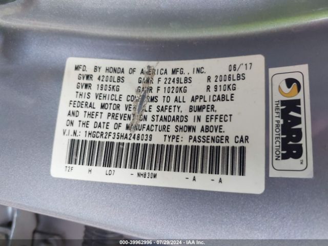 1HGCR2F35HA248039 Honda ACCORD LX