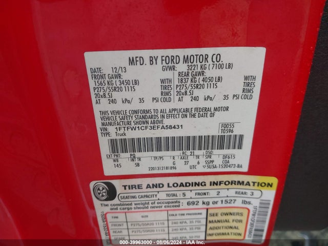 Ford F-150 FX2 2014 1FTFW1CF3EFA58431 Image 9