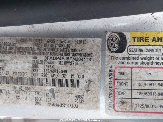 Ford FIESTA SE 2015 3FADP4EJ5FM204178 Image 9