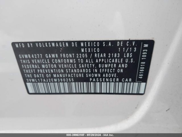 3VWL17AJ2EM390255 Volkswagen Jetta 1.8t Sel