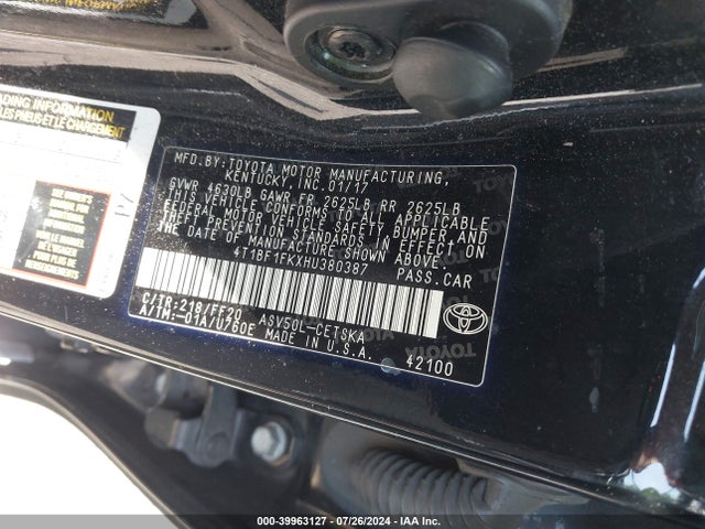 Toyota CAMRY SE 2017 4T1BF1FKXHU380387 Image 9