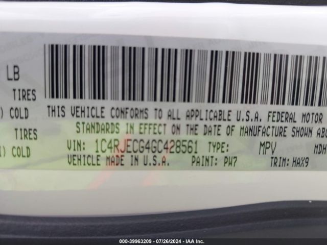 1C4RJECG4GC428561 Jeep Grand Cherokee High Altitude