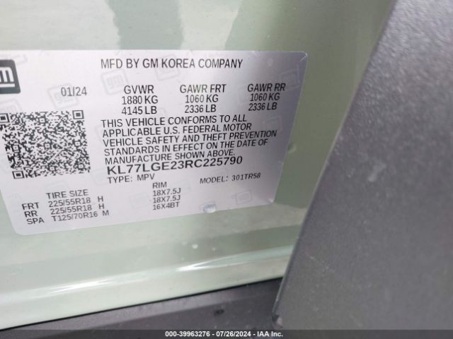 KL77LGE23RC225790 Chevrolet Trax Fwd 1rs