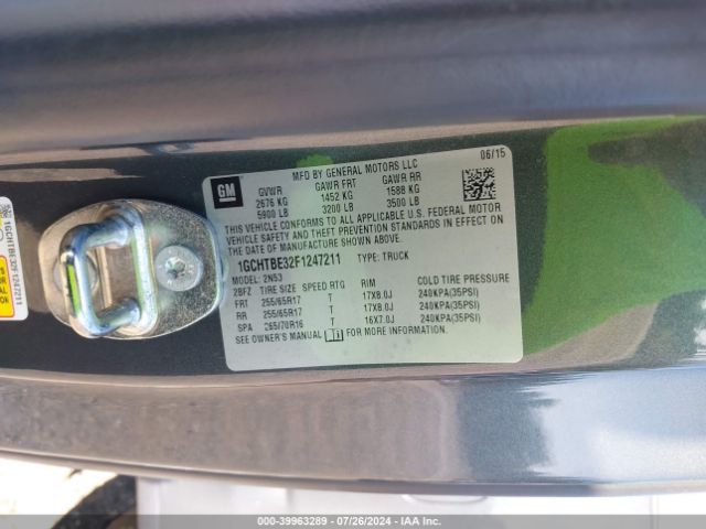 1GCHTBE32F1247211 Chevrolet Colorado Lt