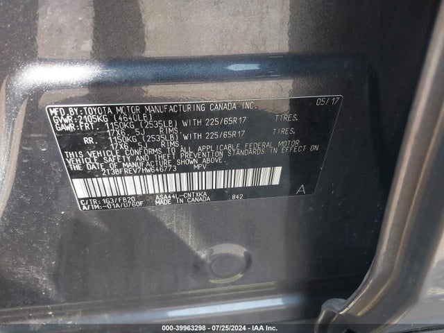 Toyota RAV4 LE 2017 2T3BFREV7HW646773 Image 9