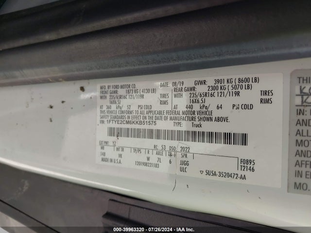 Ford Transit-150 2019 1FTYE2CM6KKB51575 Image 9