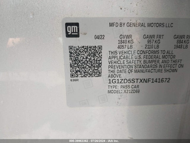 Chevrolet Malibu Fwd Lt 2022 1G1ZD5STXNF141672 Image 9