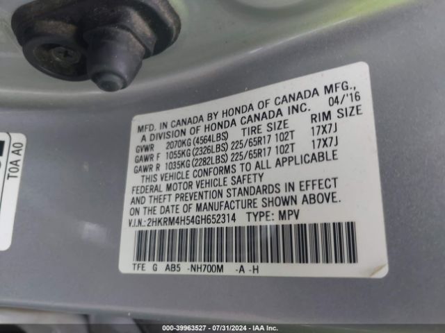 2HKRM4H54GH652314 Honda CR-V EX
