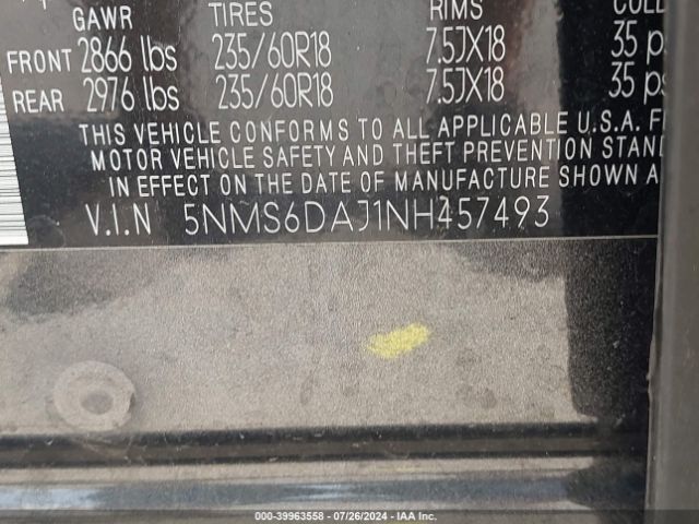 5NMS6DAJ1NH457493 Hyundai Santa Fe Xrt