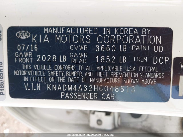 KIA RIO LX 2017 KNADM4A32H6048613 Image 9