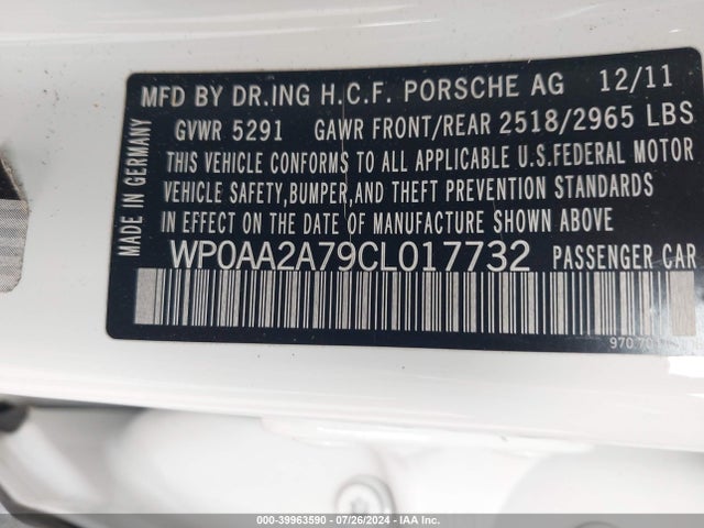 2012 PORSCHE PANAMERA WP0AA2A79CL017732 Photo 8