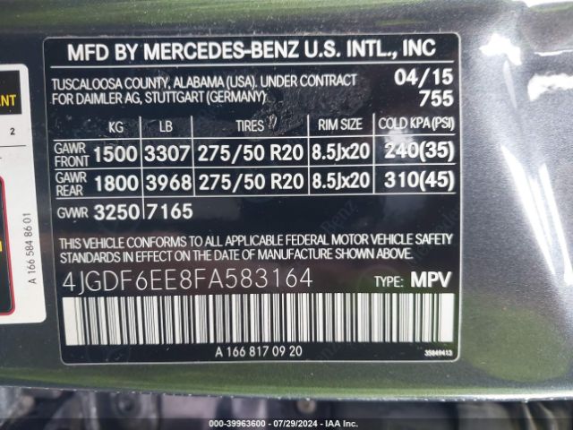 4JGDF6EE8FA583164 Mercedes-Benz Gl 450 4matic