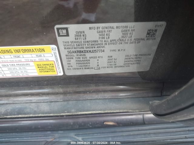 5GAKRBKDXHJ257734 Buick Enclave Leather