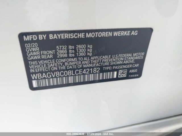 WBAGV8C08LCE42182 BMW M850i Gtan Coupe Xdrive