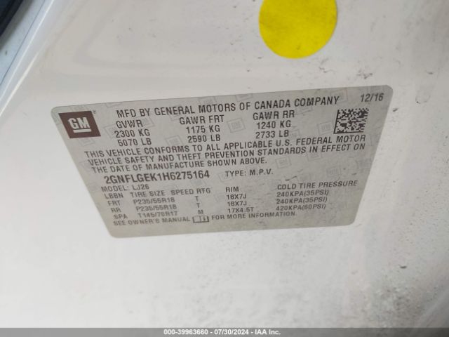 2GNFLGEK1H6275164 Chevrolet Equinox Premier