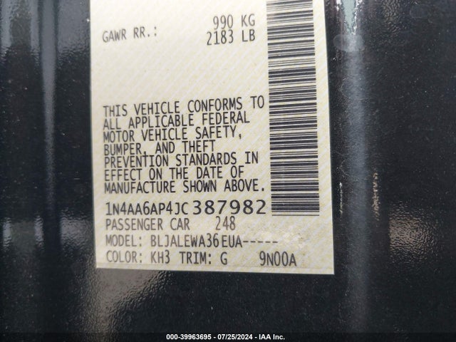 Nissan Maxima 3.5 Sl 2018 1N4AA6AP4JC387982 Image 9