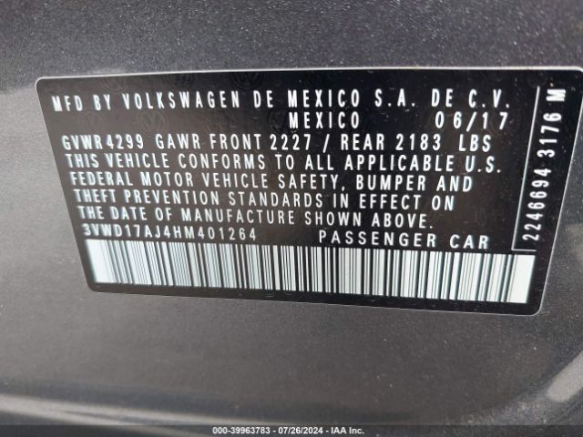 3VWD17AJ4HM401264 Volkswagen Jetta 1.8t Sport