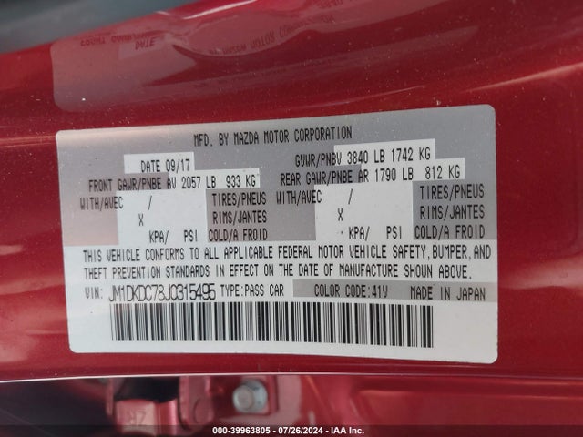 JM1DKDC78J0315495 Mazda Cx-3 Touring