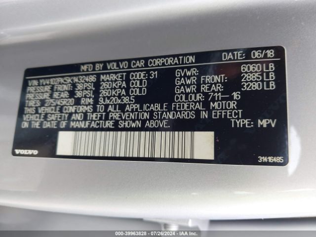 YV4102PK5K1432486 Volvo Xc90 T5 Momentum