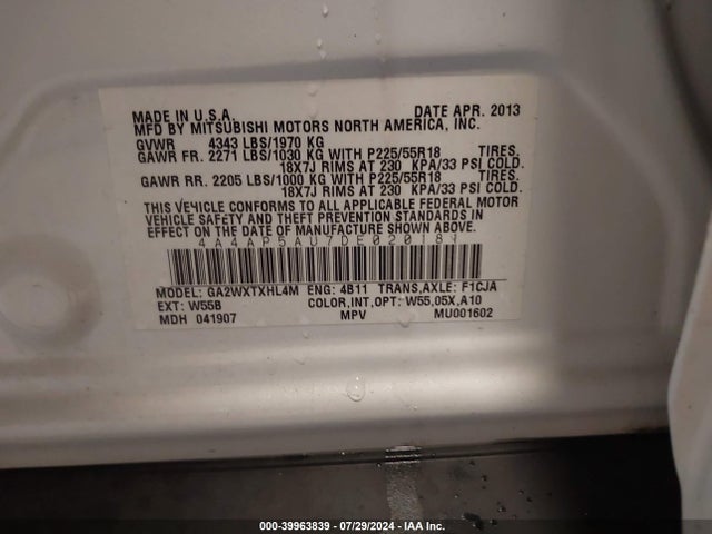 2013 MITSUBISHI OUTLANDER SPORT 4A4AP5AU7DE020181 Photo 8