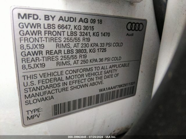 WA1AAAF78KD011331 Audi Q7 55 Premium/55 Se Premium