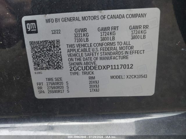 2GCUDDEDXP1117012 Chevrolet Silverado 1500 4wd  Standard Bed Lt