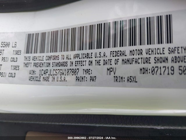 Jeep Cherokee Latitude 2016 1C4PJLCS7GW107807 Image 9