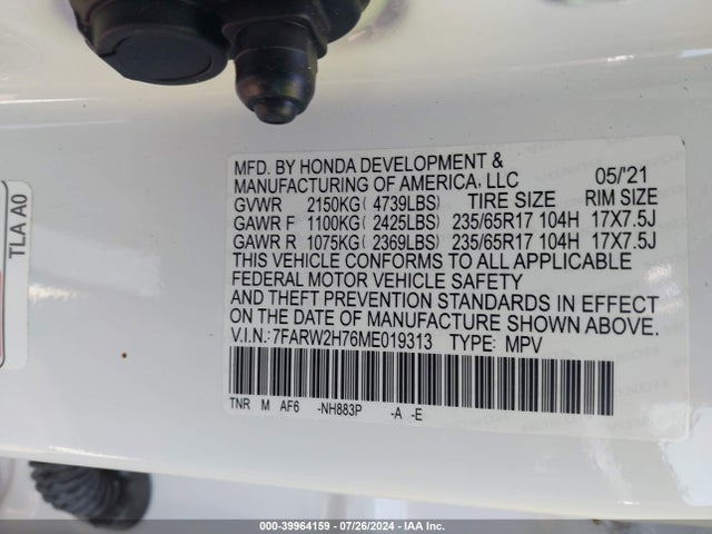 7FARW2H76ME019313 Honda Cr-v Awd Special Edition