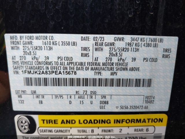 1FMJK2A83PEA15678 Ford Expedition Limited Max