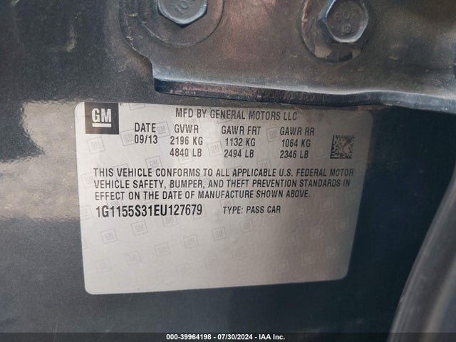 Chevrolet IMPALA 2LZ 2014 1G1155S31EU127679 Image 9