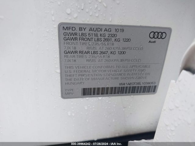 WA1AECF39L1038053 Audi Q3 Premium 45 Tfsi Quattro Tiptronic