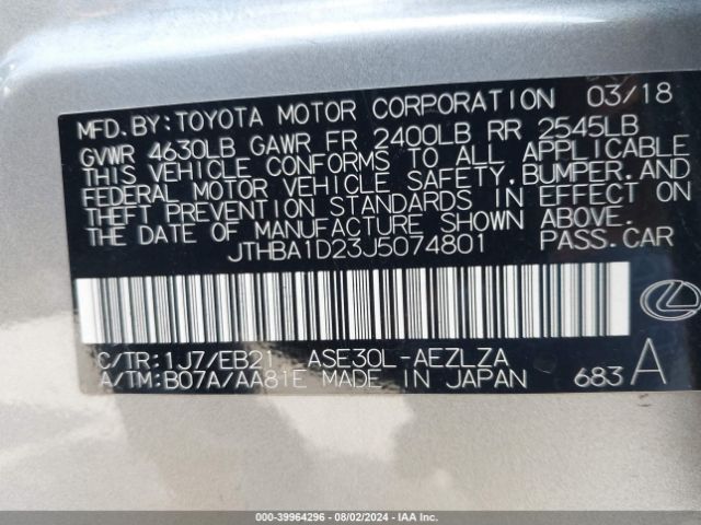 JTHBA1D23J5074801 Lexus IS 300