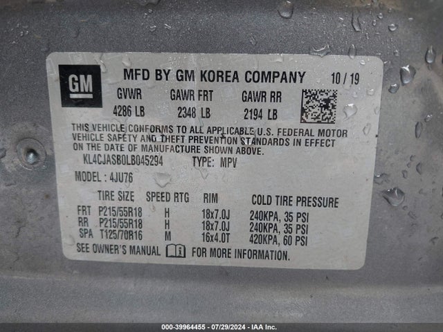 KL4CJASB0LB045294 Buick Encore Fwd Preferred
