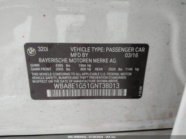 WBA8E1G51GNT38013 BMW 320i