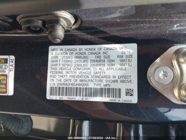 2HKRW2H80JH642055 Honda CR-V