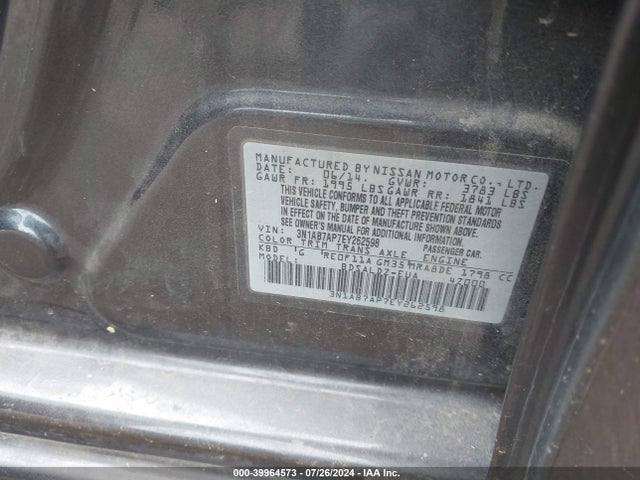 Nissan SENTRA SV 2014 3N1AB7AP7EY262598 Image 9