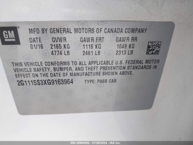 2G1115S3XG9163964 Chevrolet Impala 2lt